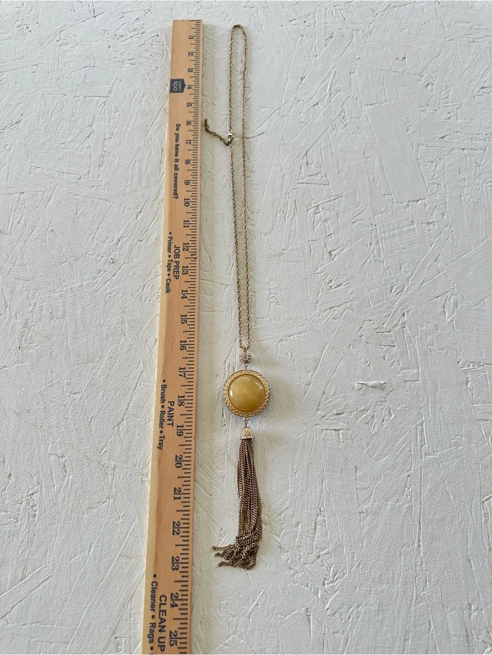 Vintage Rose Gold Pendant Necklace with Amber Yellow Cabochon pendant
